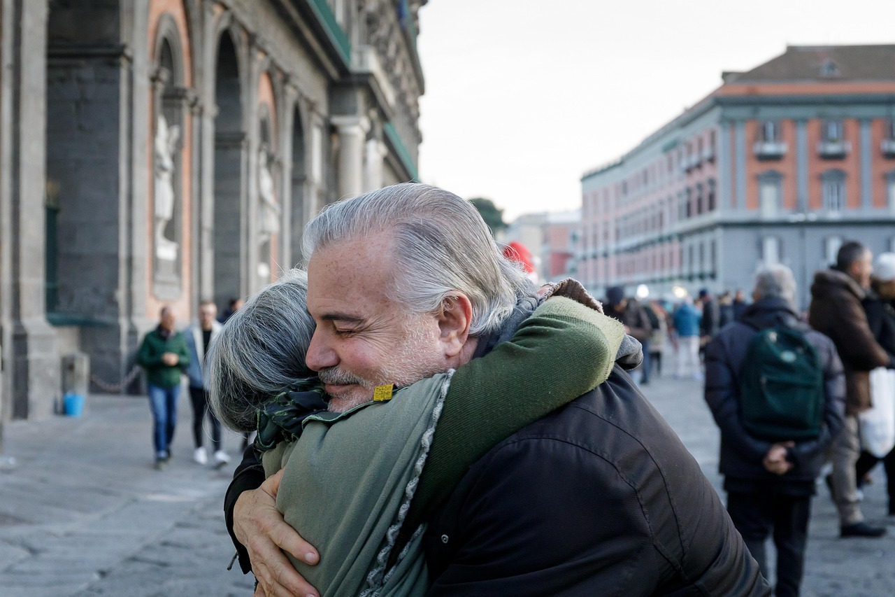 merry christmas,  embrace,  hug,  old people,  solidarity