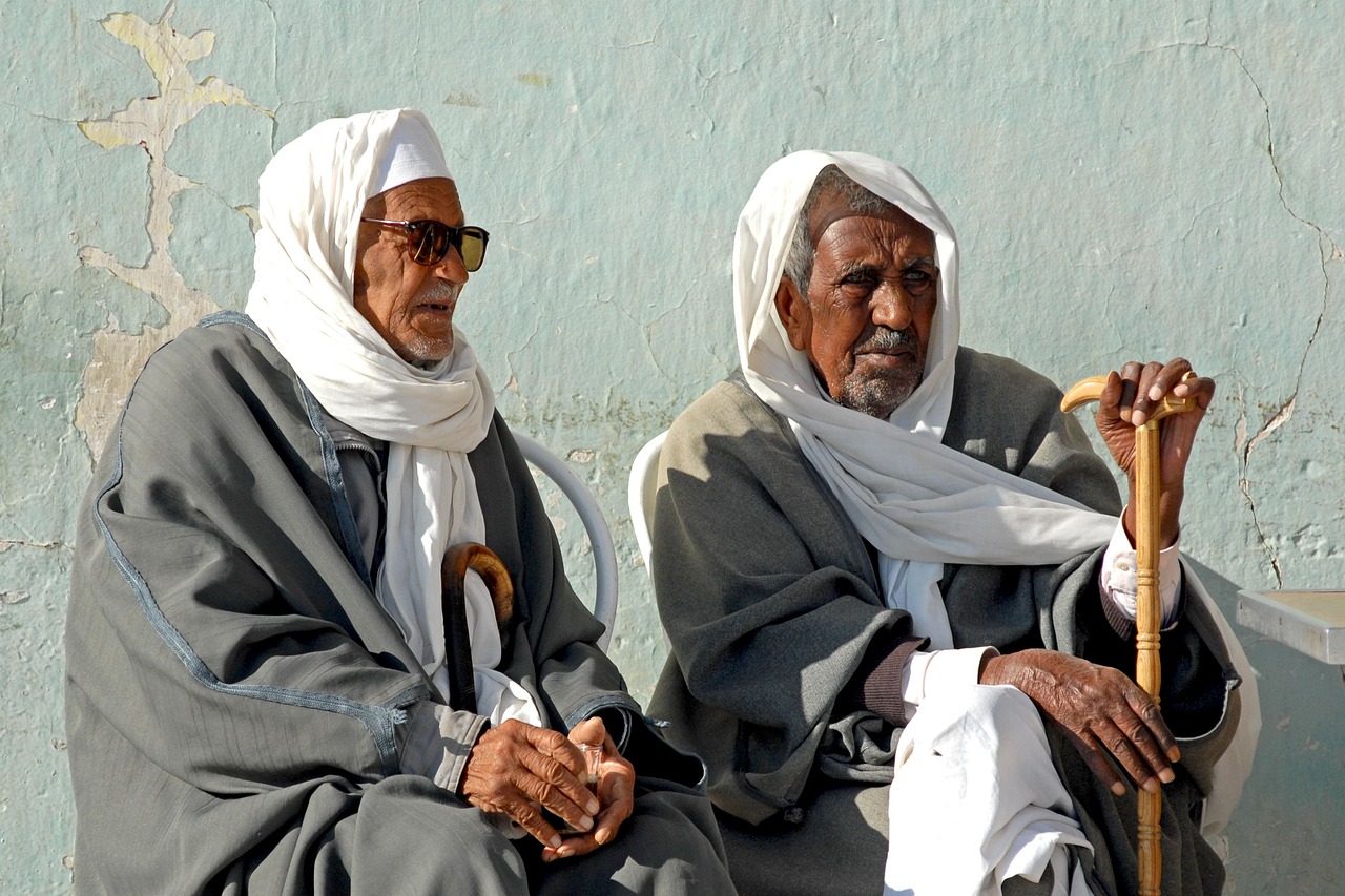tunisia, bedouin, men, friendship, old